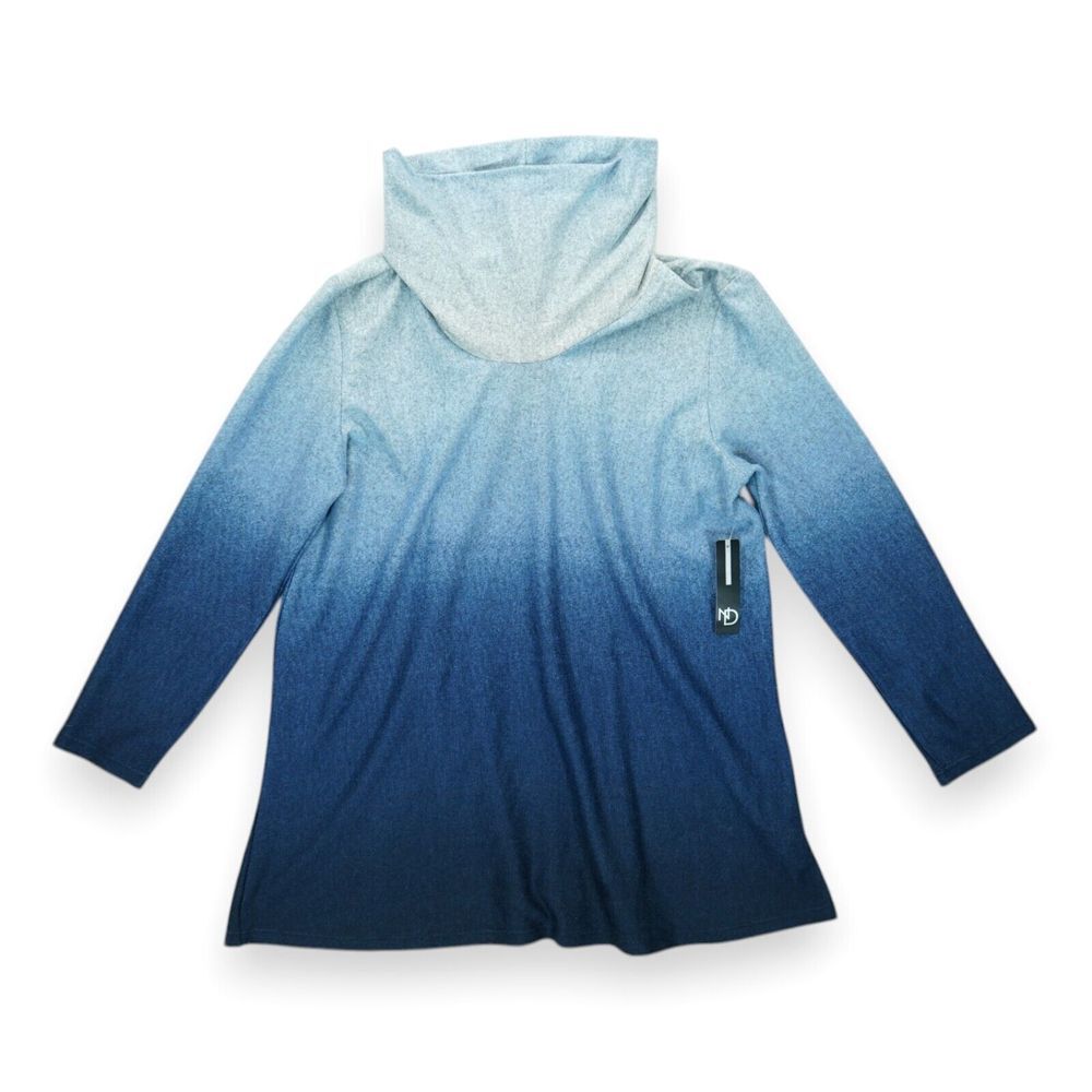 NWT New Directions Sweatshirt Womens Medium Blue 3/4 Sleeve Cowl Neck